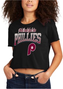 Philadelphia Phillies Womens Charcoal Crop Short Sleeve T-Shirt