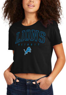 Detroit Lions Womens Black Crop Short Sleeve T-Shirt