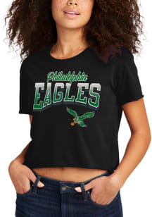 Starter Philadelphia Eagles Womens Black Crop Short Sleeve T-Shirt