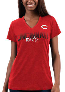 Cincinnati Reds Womens Red Snap Short Sleeve T-Shirt