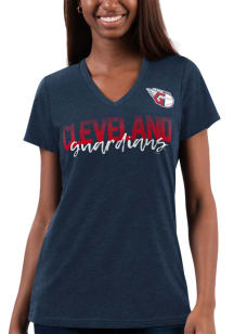 Cleveland Guardians Womens Red Snap Short Sleeve T-Shirt