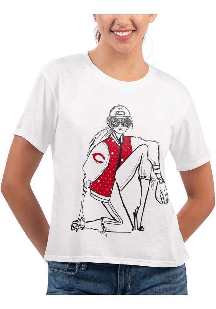 Cincinnati Reds Womens White Play the Ball Short Sleeve T-Shirt