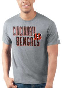 Starter Cincinnati Bengals Grey STENCIL Short Sleeve T Shirt
