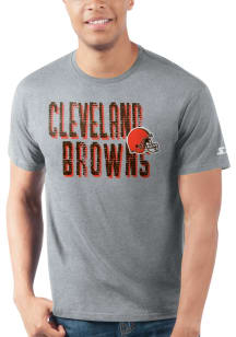 Starter Cleveland Browns Grey STENCIL Short Sleeve T Shirt