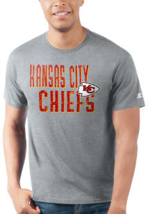 Starter Kansas City Chiefs Grey STENCIL Short Sleeve T Shirt