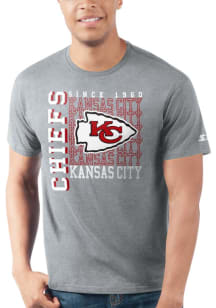 Starter Kansas City Chiefs Grey BLOCK Short Sleeve T Shirt