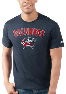 Starter Columbus Blue Jackets Navy Blue ARCH NAME Short Sleeve T Shirt