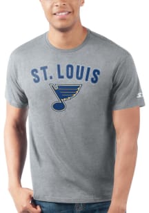Starter St Louis Blues Grey ARCH NAME Short Sleeve T Shirt