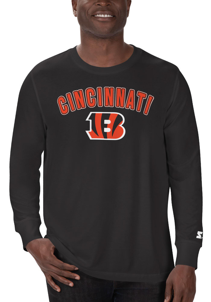 Men's Starter Black/Orange Cincinnati Bengals Field Jersey Long Sleeve T- Shirt