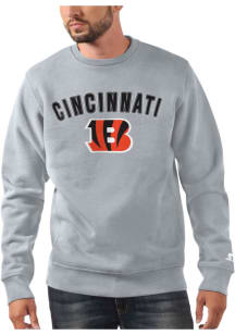 Starter Cincinnati Bengals Mens Grey ARCH NAME Long Sleeve Crew Sweatshirt