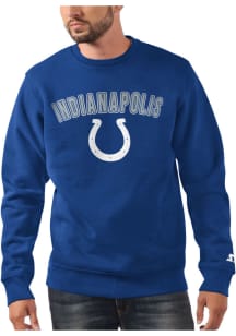 Starter Indianapolis Colts Mens Blue ARCH NAME Long Sleeve Crew Sweatshirt