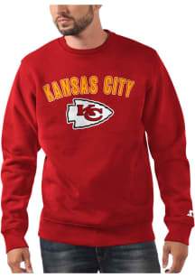 Starter Kansas City Chiefs Mens Red ARCH NAME Long Sleeve Crew Sweatshirt
