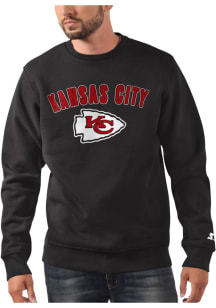 Starter Kansas City Chiefs Mens Black ARCH NAME Long Sleeve Crew Sweatshirt