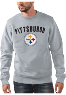 Starter Pittsburgh Steelers Mens Grey ARCH NAME Long Sleeve Crew Sweatshirt