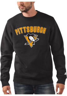 Starter Pittsburgh Penguins Mens Black ARCH NAME Long Sleeve Crew Sweatshirt