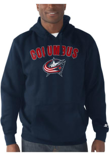 Starter Columbus Blue Jackets Mens Navy Blue ARCH NAME Long Sleeve Hoodie