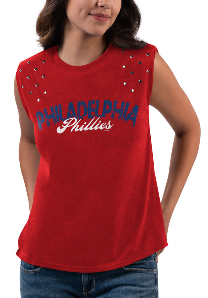 Philadelphia Phillies SAAG Women Blue Racerback Sleeveless Shadow Tank Top