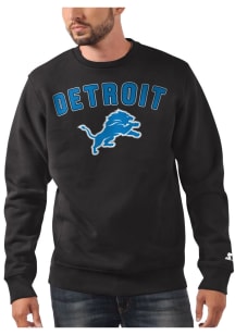 Starter Detroit Lions Mens Black Name and Logo Long Sleeve Crew Sweatshirt