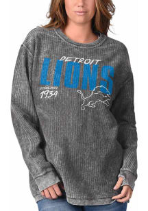 Detroit Lions Womens Black Comfy Cord Crew Sweatshirt