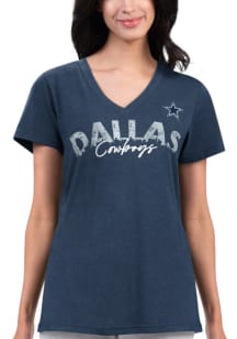 Dallas Cowboys Womens Navy Blue Key Move Short Sleeve T-Shirt