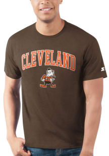 Starter Cleveland Browns Brown ARCH MASCOT Short Sleeve T Shirt