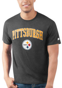 Starter Pittsburgh Steelers Black ARCH MASCOT Short Sleeve T Shirt