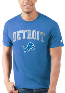 Starter Detroit Lions Blue ARCH MASCOT Short Sleeve T Shirt