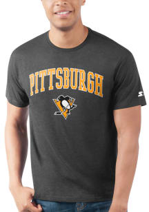 Starter Pittsburgh Penguins Black ARCH MASCOT Short Sleeve T Shirt