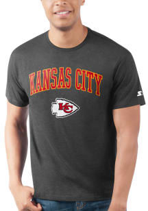 Starter Kansas City Chiefs Black ARCH MASCOT Short Sleeve T Shirt