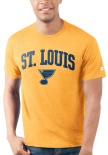 Starter St Louis Blues Gold ARCH MASCOT Short Sleeve T Shirt