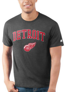 Starter Detroit Red Wings Black ARCH MASCOT Short Sleeve T Shirt