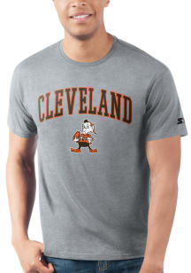 Starter Cleveland Browns Grey ARCH MASCOT Short Sleeve T Shirt