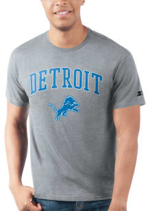 Starter Detroit Lions Grey ARCH MASCOT Short Sleeve T Shirt