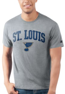 Starter St Louis Blues Grey ARCH MASCOT Short Sleeve T Shirt