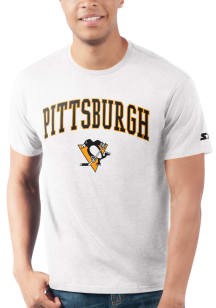 Starter Pittsburgh Penguins White ARCH MASCOT Short Sleeve T Shirt