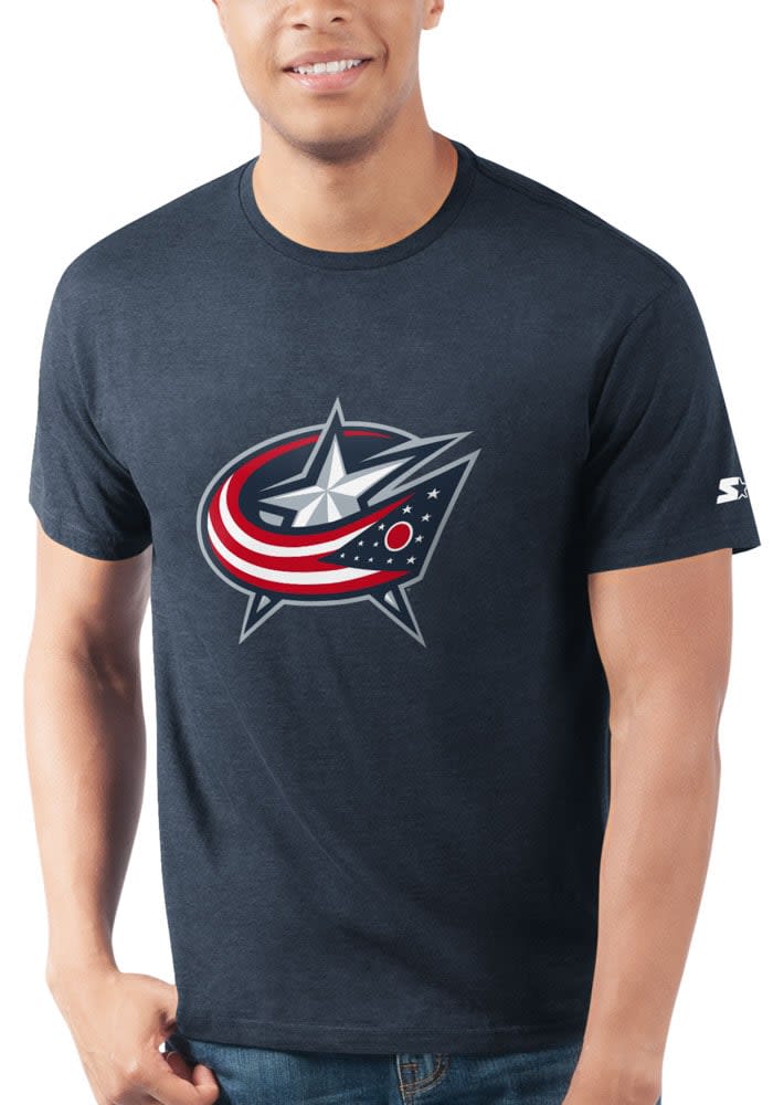 Starter Columbus Blue Jackets Navy PRIMARY LOGO Short Sleeve T Shirt