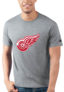 Starter Detroit Red Wings Grey PRIMARY LOGO Short Sleeve T Shirt