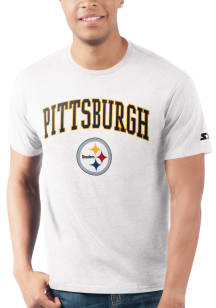 Starter Pittsburgh Steelers White ARCH MASCOT Short Sleeve T Shirt