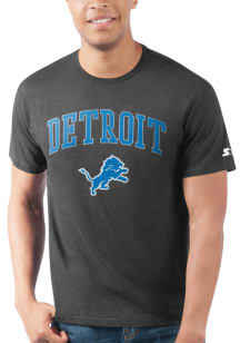 Starter Detroit Lions Black ARCH MASCOT Short Sleeve T Shirt