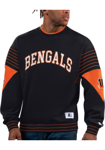 Starter Cincinnati Bengals Mens Black Face-Off Long Sleeve Fashion Sweatshirt