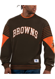 Starter Cleveland Browns Mens Brown Face-Off Long Sleeve Fashion Sweatshirt