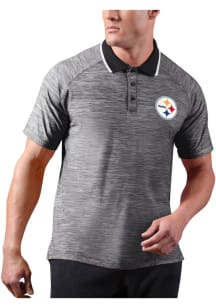 MSX Pittsburgh Steelers Mens Black Strategy Short Sleeve Polo