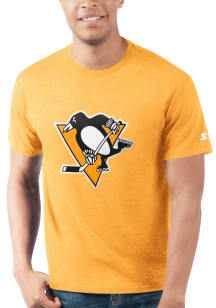 Starter Pittsburgh Penguins Gold PRIMARY LOGO Short Sleeve T Shirt