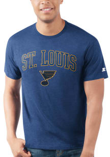 Starter St Louis Blues Blue ARCH MASCOT Short Sleeve T Shirt