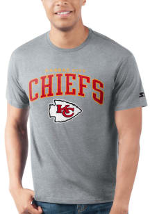 Starter Kansas City Chiefs Grey ARCH MASCOT MASCOT Short Sleeve T Shirt