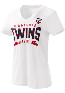 Minnesota Twins Womens White Dream Team Short Sleeve T-Shirt