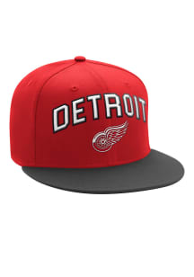 Starter Detroit Red Wings Red 2T Wordmark Flat Brim Mens Snapback Hat