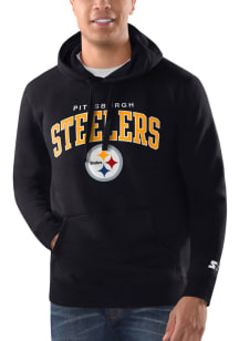 Starter Pittsburgh Steelers Mens Black Arch Name Mascot Long Sleeve Hoodie
