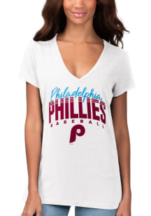 Philadelphia Phillies Womens White Fair Catch Short Sleeve T-Shirt