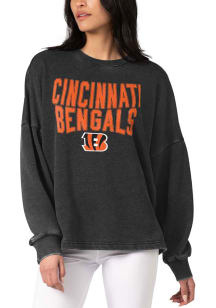 Cincinnati Bengals Womens Black Burnout Crew Sweatshirt